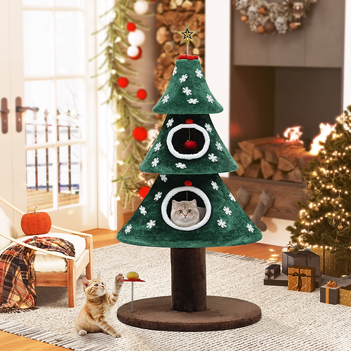 ✨😺 Christmas Cat Tree🎄 with 2 Cat House for Christmas Decoration🎁