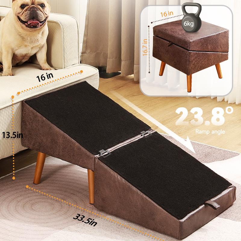 ✨2-in-1 Dog Ramp & Ottoman – Pet Steps and Footrest for Small & Senior Dogs