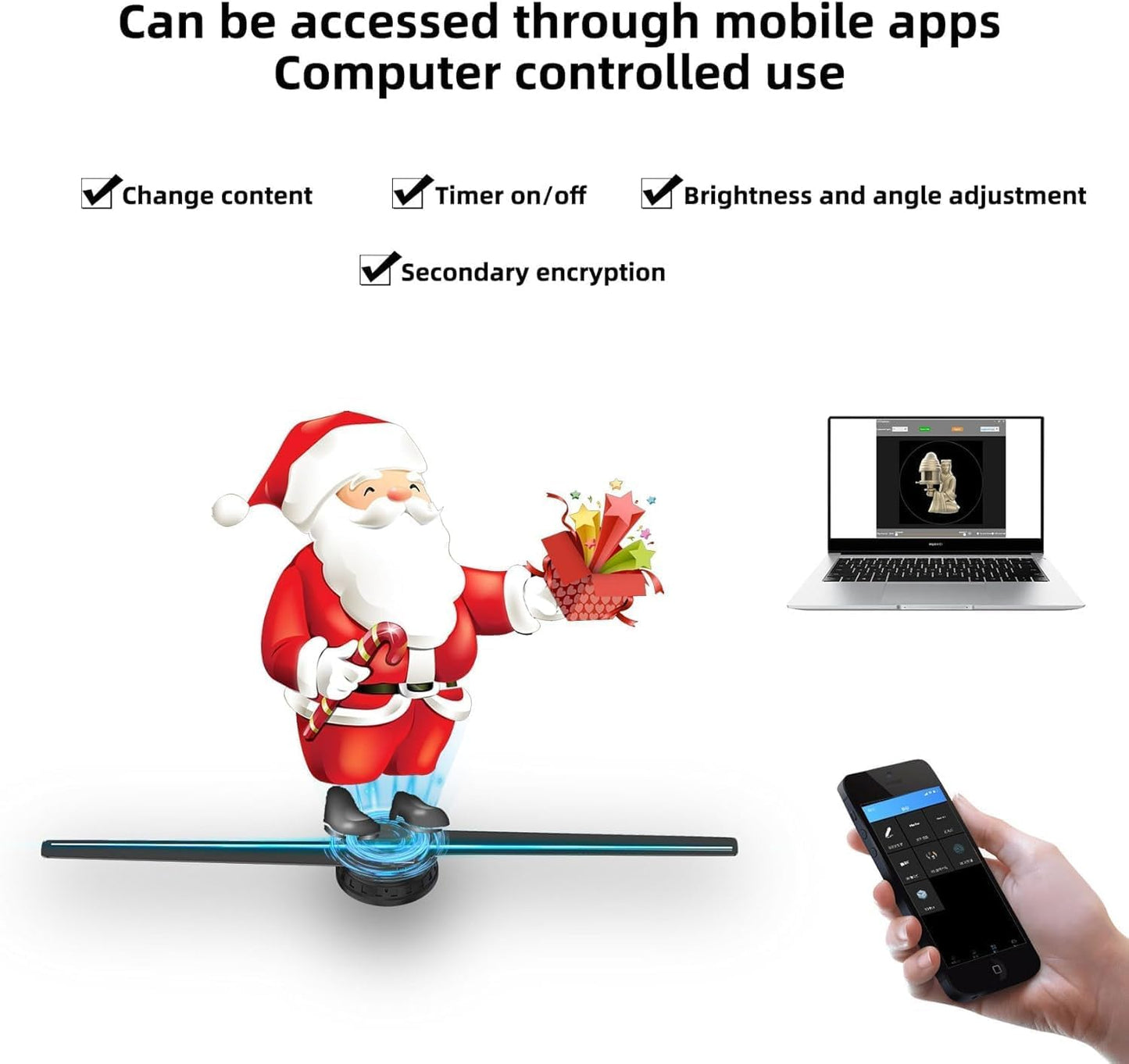 🎄🎅🏼3DhologramFan,📽️ Portable Design for Store,🥂Bar, Events, Trade Shows, Parties,🥳Christmas Decorations🌟,Gift🎁