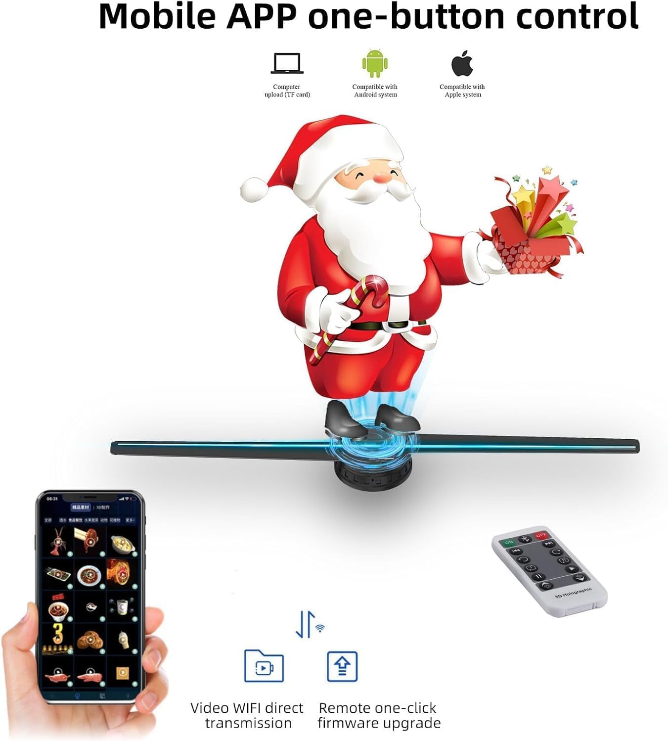 🎄🎅🏼3DhologramFan,📽️ Portable Design for Store,🥂Bar, Events, Trade Shows, Parties,🥳Christmas Decorations🌟,Gift🎁