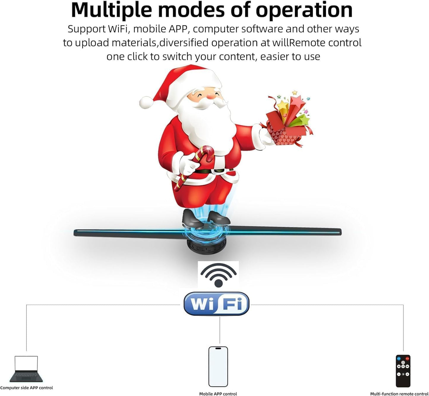 🎄🎅🏼3DhologramFan,📽️ Portable Design for Store,🥂Bar, Events, Trade Shows, Parties,🥳Christmas Decorations🌟,Gift🎁