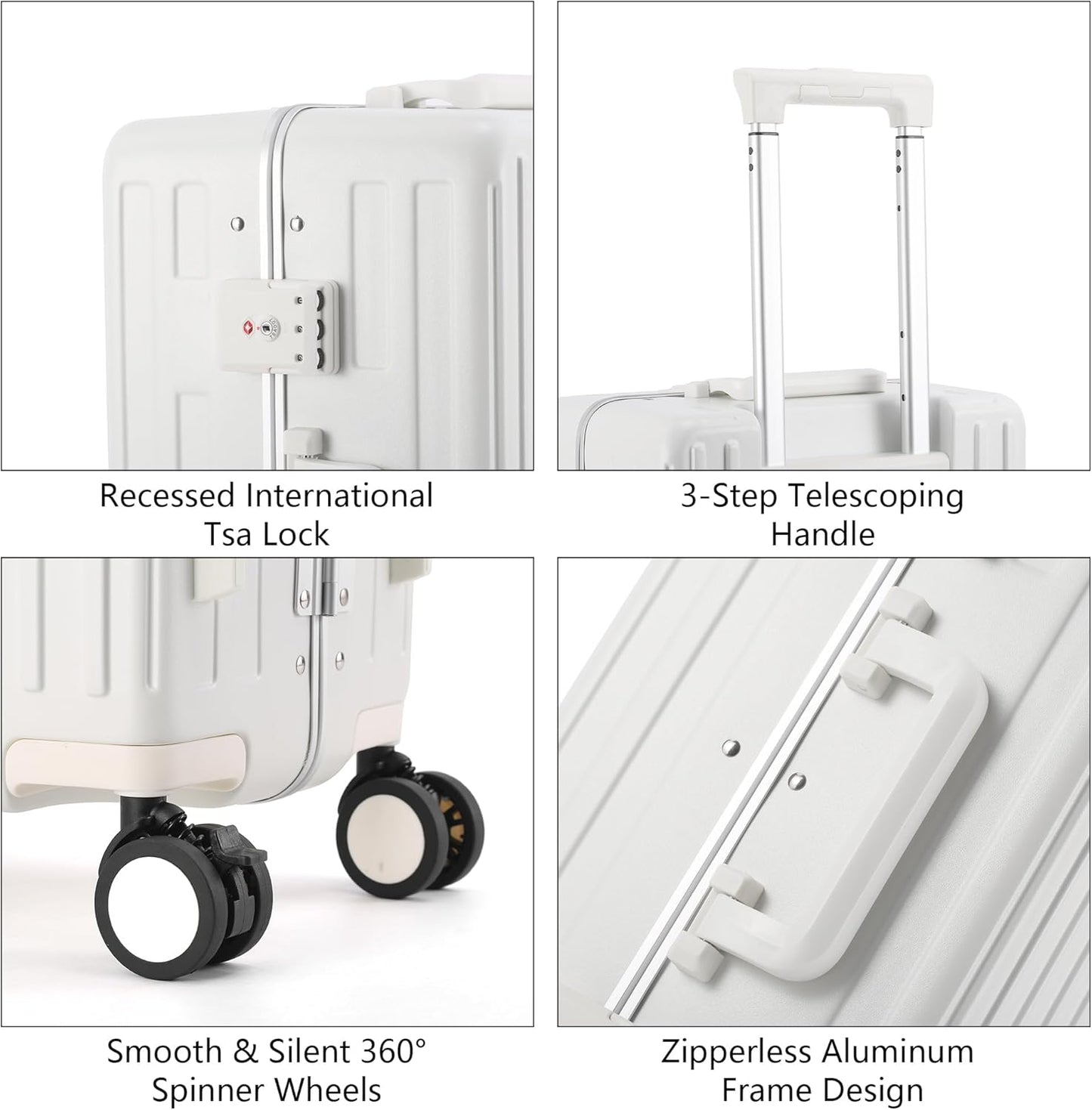 🧳Versatile Aluminum Frame Carry-On Luggage with USB Charging Port, Front Compartment, TSA Lock