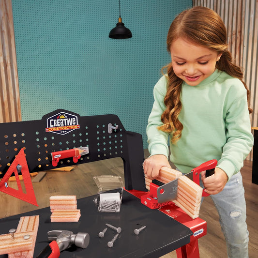 ✨🧒🏻Creative Construction Workbench with 15+ Accessories: Toy Tools for Creativity & Realistic Functions🎄🎁