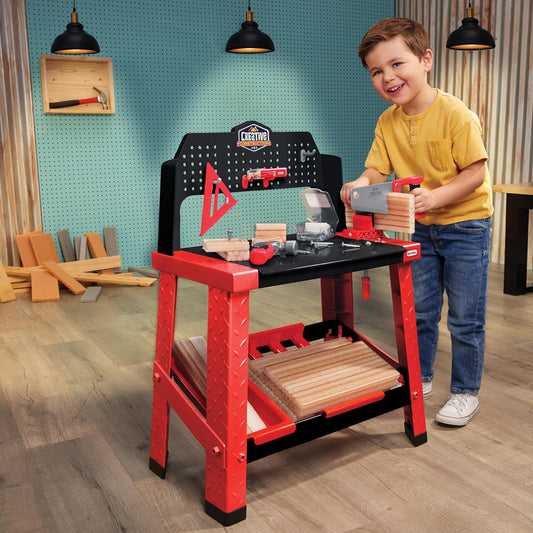 ✨🧒🏻Creative Construction Workbench with 15+ Accessories: Toy Tools for Creativity & Realistic Functions🎄🎁