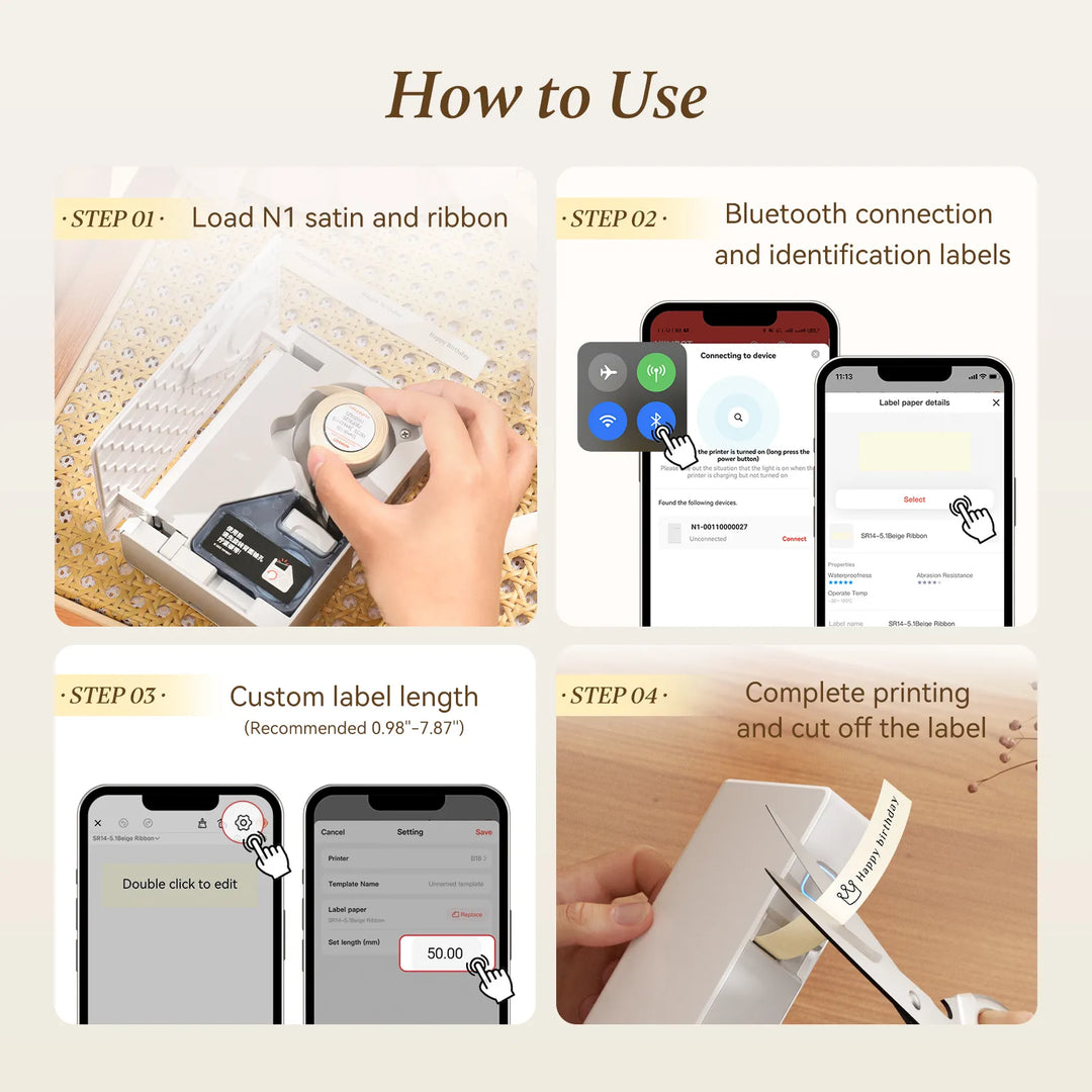 ✨Satin Ribbon Label Maker, suit for Gift🎁, Wedding, Party, Craft Wrapping, DIY🎀