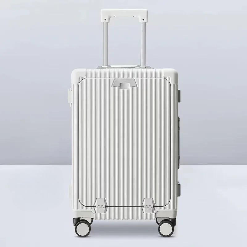 🧳Versatile Aluminum Frame Carry-On Luggage with USB Charging Port, Front Compartment, TSA Lock