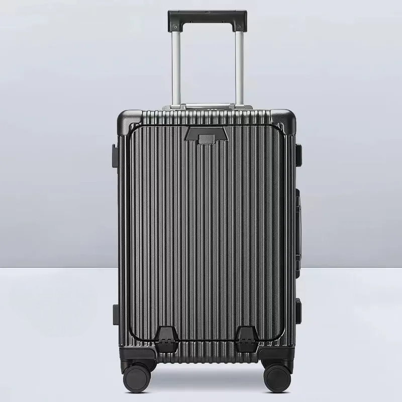 🧳Versatile Aluminum Frame Carry-On Luggage with USB Charging Port, Front Compartment, TSA Lock