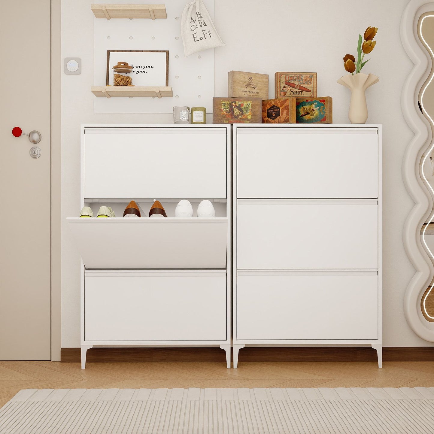 👠Nordic Luxury Shoe Cabinet Narrow Accessories Shoes Organizers Storage Shoe Racks Shoe Organizer