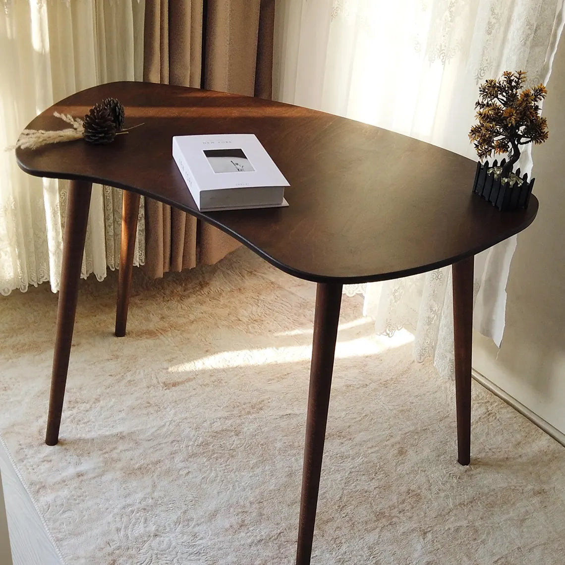 Rustic Wooden Elipse Modern Desk